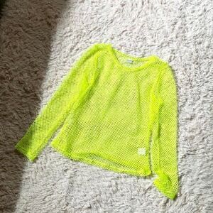 Neon Bright Mesh Fishnet Open Weave Layering Rave Top Women XL Festival Alt Girl
